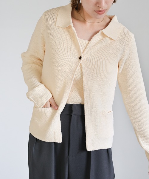 select MOCA(セレクトモカ)の「ポロカーディガンニットセット(カーディガン/ボレロ・レディース・アイボリー/カーキ/ブラック・FREE)」の2枚目の写真