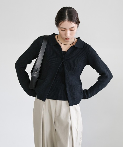 select MOCA(セレクトモカ)の「ポロカーディガンニットセット(カーディガン/ボレロ・レディース・アイボリー/カーキ/ブラック・FREE)」の3枚目の写真