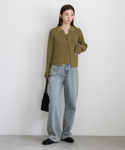 select MOCA(セレクトモカ)の「ポロカーディガンニットセット(カーディガン/ボレロ・レディース・アイボリー/カーキ/ブラック・FREE)」の4枚目の写真