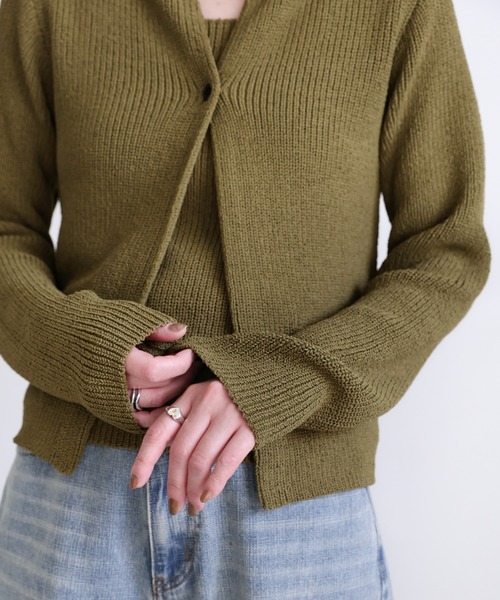 select MOCA(セレクトモカ)の「ポロカーディガンニットセット(カーディガン/ボレロ・レディース・アイボリー/カーキ/ブラック・FREE)」の11枚目の写真