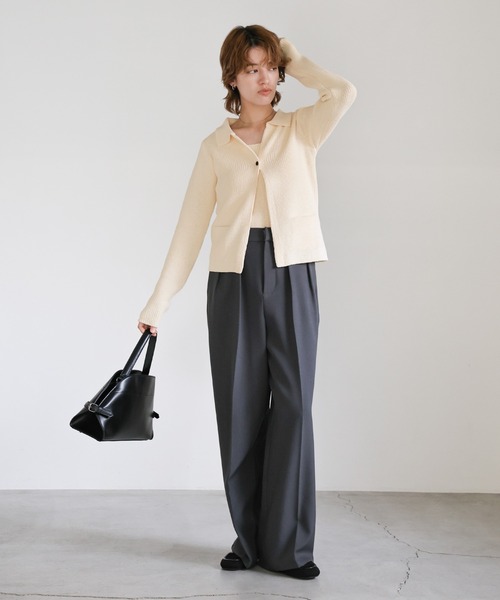 select MOCA(セレクトモカ)の「ポロカーディガンニットセット(カーディガン/ボレロ・レディース・アイボリー/カーキ/ブラック・FREE)」の5枚目の写真