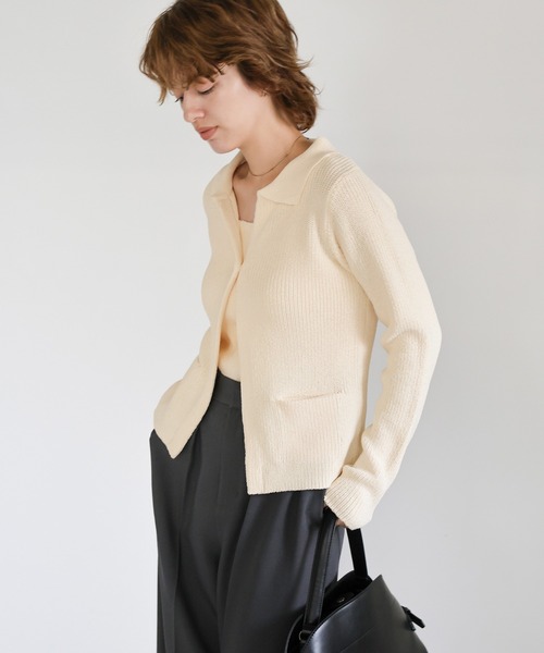 select MOCA(セレクトモカ)の「ポロカーディガンニットセット(カーディガン/ボレロ・レディース・アイボリー/カーキ/ブラック・FREE)」の20枚目の写真