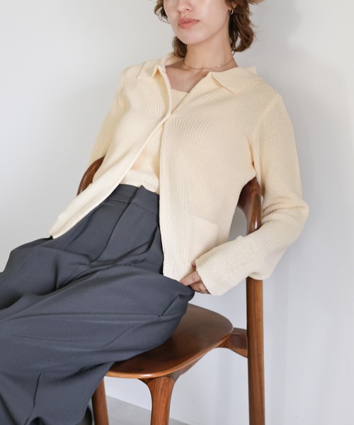 select MOCA(セレクトモカ)の「ポロカーディガンニットセット(カーディガン/ボレロ・レディース・アイボリー/カーキ/ブラック・FREE)」の19枚目の写真