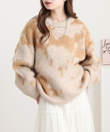 mohair モヘアタッチタイダイ柄オーバーサイズニットプルオーバーセーター