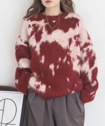 mohair モヘアタッチタイダイ柄オーバーサイズニットプルオーバーセーター