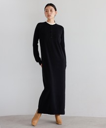 henry layered knit one piece / もちもちニットヘンリーレイヤードワンピース