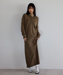 henry layered knit one piece / もちもちニットヘンリーレイヤードワンピース
