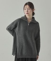 ハーフジップオーバーサイズリブニット