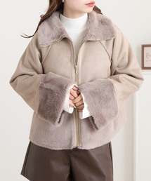 ファーコート ショート丈 フェイクファー」に該当するブラウン/茶色系