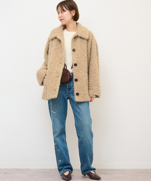 JOURNAL STANDARD relume（ジャーナルスタンダード　レリューム）の「カーリーボアブルゾン（ブルゾン・レディース・ベージュ・FREE）」の2枚目の写真