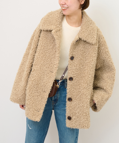 JOURNAL STANDARD relume（ジャーナルスタンダード　レリューム）の「カーリーボアブルゾン（ブルゾン・レディース・ベージュ・FREE）」の4枚目の写真