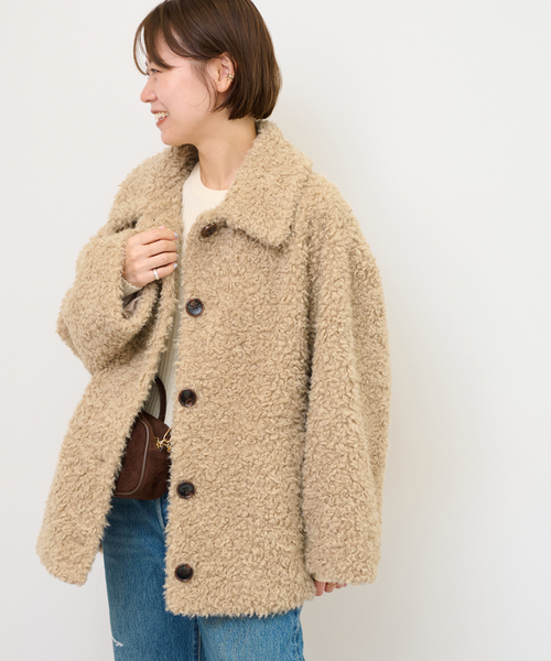 JOURNAL STANDARD relume（ジャーナルスタンダード　レリューム）の「カーリーボアブルゾン（ブルゾン・レディース・ベージュ・FREE）」の5枚目の写真