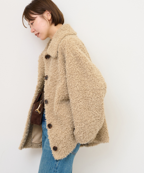 JOURNAL STANDARD relume（ジャーナルスタンダード　レリューム）の「カーリーボアブルゾン（ブルゾン・レディース・ベージュ・FREE）」の8枚目の写真