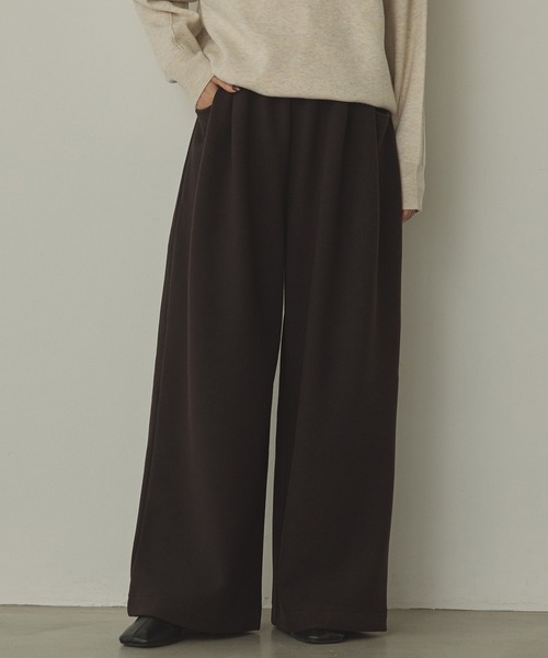 hunch（ハンチ）の「ベロアボンディング スウェットワイドパンツ（スウェットパンツ・レディース・ブラック/アイボリー/チャコール・FREE）」の4枚目の写真