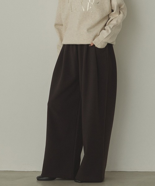 hunch（ハンチ）の「ベロアボンディング スウェットワイドパンツ（スウェットパンツ・レディース・ブラック/アイボリー/チャコール・FREE）」の5枚目の写真