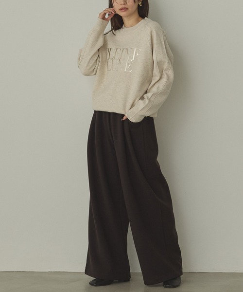 hunch（ハンチ）の「ベロアボンディング スウェットワイドパンツ（スウェットパンツ・レディース・ブラック/アイボリー/チャコール・FREE）」の8枚目の写真
