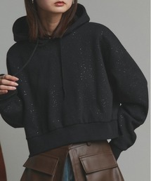 ad thie | 裏起毛 ショート丈 ラメ フーディーパーカー(パーカー)