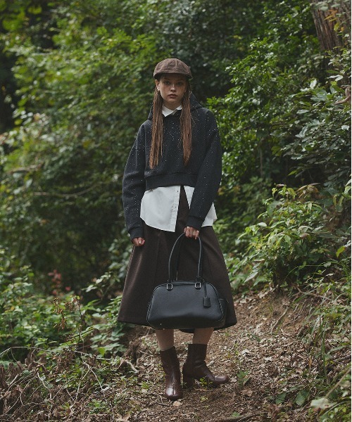 ad thie（アドティエ）の「裏起毛 ショート丈 ラメ フーディーパーカー（パーカー・レディース・ネイビー/ブラック/ブラウン・FREE）」の8枚目の写真