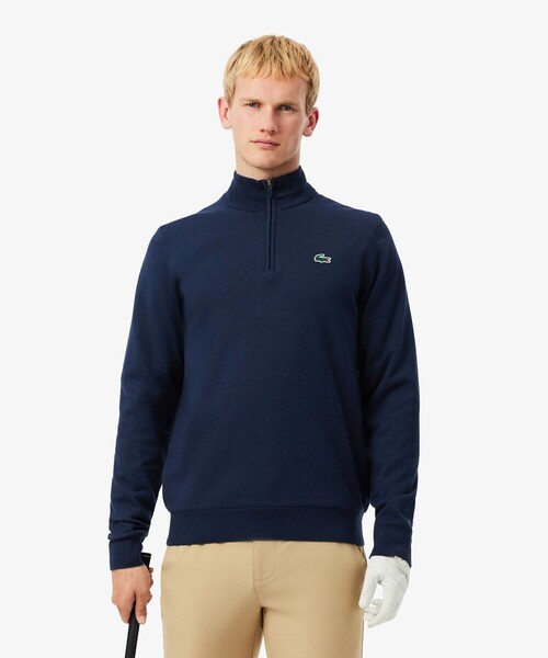 LACOSTE(ラコステ)の「防風 ウールブレンドハーフジップゴルフセーター(ニット/セーター・メンズ・ダークグリーン/ネイビー・3/4/5)」の1枚目の写真