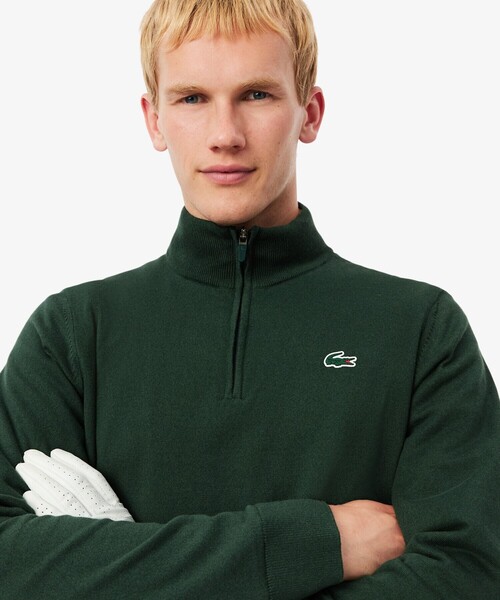 LACOSTE(ラコステ)の「防風 ウールブレンドハーフジップゴルフセーター(ニット/セーター・メンズ・ダークグリーン/ネイビー・3/4/5)」の3枚目の写真