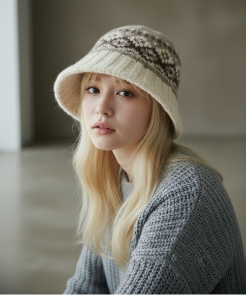 Burner（バーナー）の「【CHI SELECT】フェアアイル柄　ニットハット　chi-bosi-29-19（ハット・レディース・ブラック系その他/レッド系その他/ベージュ系その他/ブラウン系その他/グレー系その他・FREE）」の4枚目の写真