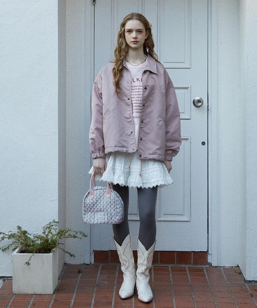 MILKFED.（ミルクフェド）の「MELTY HEART COACH JACKET（ブルゾン・レディース・ネイビー/ライトピンク/ブラック・S/M）」の14枚目の写真