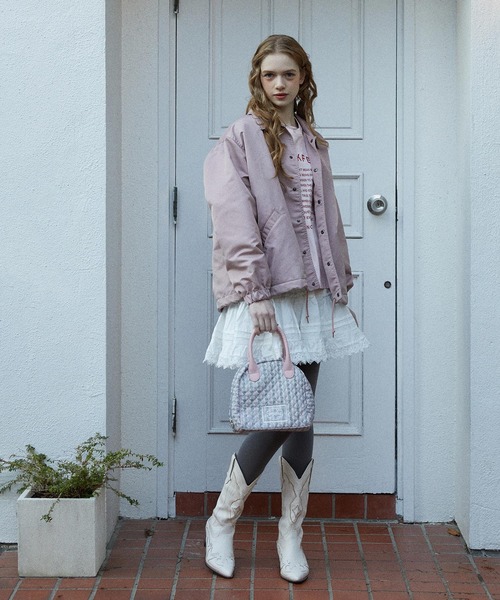 MILKFED.（ミルクフェド）の「MELTY HEART COACH JACKET（ブルゾン・レディース・ネイビー/ライトピンク/ブラック・S/M）」の16枚目の写真