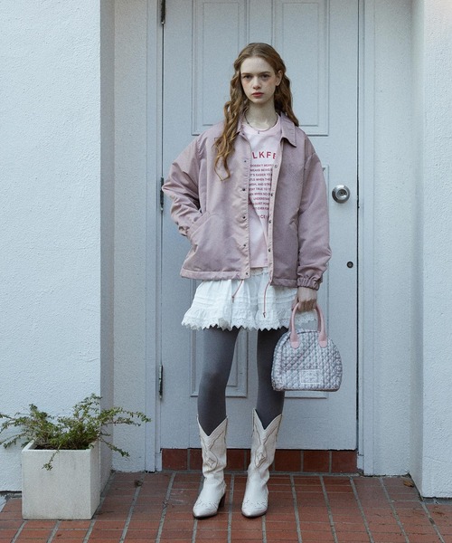 MILKFED.（ミルクフェド）の「MELTY HEART COACH JACKET（ブルゾン・レディース・ネイビー/ライトピンク/ブラック・S/M）」の18枚目の写真