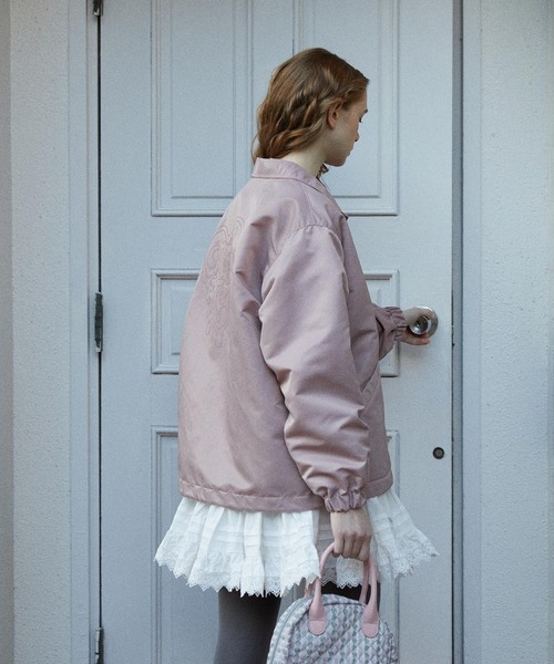 MILKFED.（ミルクフェド）の「MELTY HEART COACH JACKET（ブルゾン・レディース・ネイビー/ライトピンク/ブラック・S/M）」の10枚目の写真