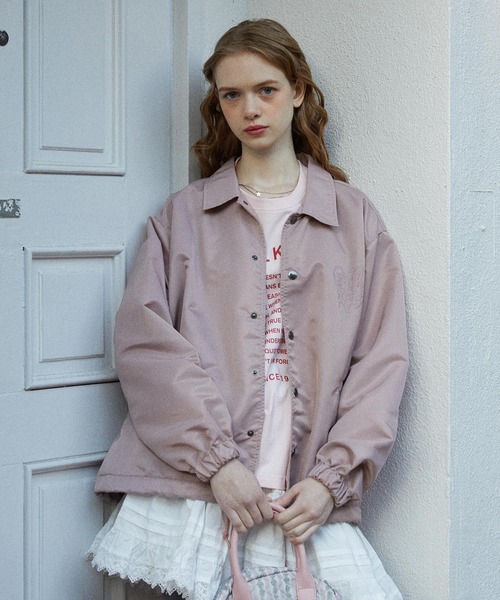 MILKFED.（ミルクフェド）の「MELTY HEART COACH JACKET（ブルゾン・レディース・ネイビー/ライトピンク/ブラック・S/M）」の5枚目の写真