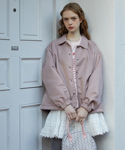 MILKFED.（ミルクフェド）の「MELTY HEART COACH JACKET（ブルゾン・レディース・ネイビー/ライトピンク/ブラック・S/M）」の6枚目の写真