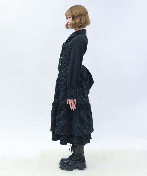 axes femme POETIQUE(アクシーズファムポエティック)の「ストライプジャンスカ(ワンピース・レディース・ネイビー/ブラック/グレー・MEDIUM)」の5枚目の写真