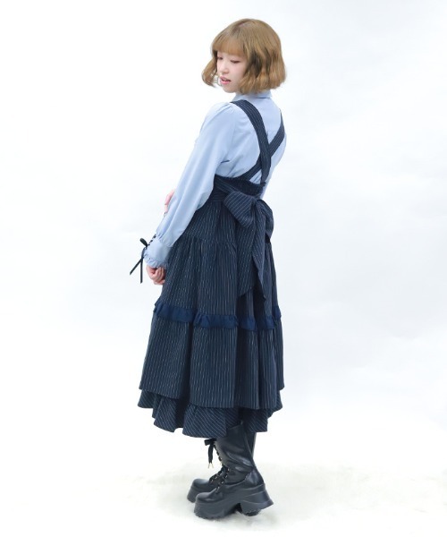 axes femme POETIQUE(アクシーズファムポエティック)の「ストライプジャンスカ(ワンピース・レディース・ネイビー/ブラック/グレー・MEDIUM)」の8枚目の写真