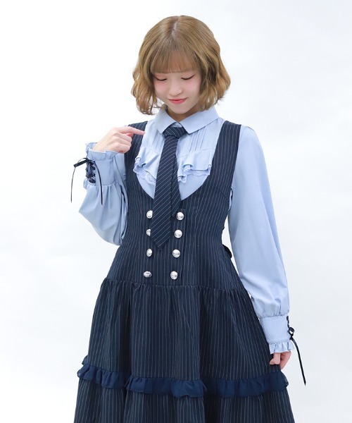 axes femme POETIQUE(アクシーズファムポエティック)の「ストライプジャンスカ(ワンピース・レディース・ネイビー/ブラック/グレー・MEDIUM)」の10枚目の写真