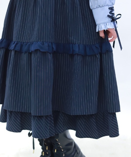 axes femme POETIQUE(アクシーズファムポエティック)の「ストライプジャンスカ(ワンピース・レディース・ネイビー/ブラック/グレー・MEDIUM)」の11枚目の写真