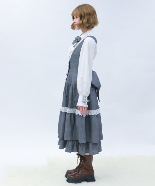 axes femme POETIQUE(アクシーズファムポエティック)の「ストライプジャンスカ(ワンピース・レディース・ネイビー/ブラック/グレー・MEDIUM)」の15枚目の写真