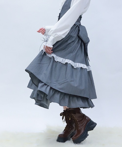 axes femme POETIQUE(アクシーズファムポエティック)の「ストライプジャンスカ(ワンピース・レディース・ネイビー/ブラック/グレー・MEDIUM)」の17枚目の写真