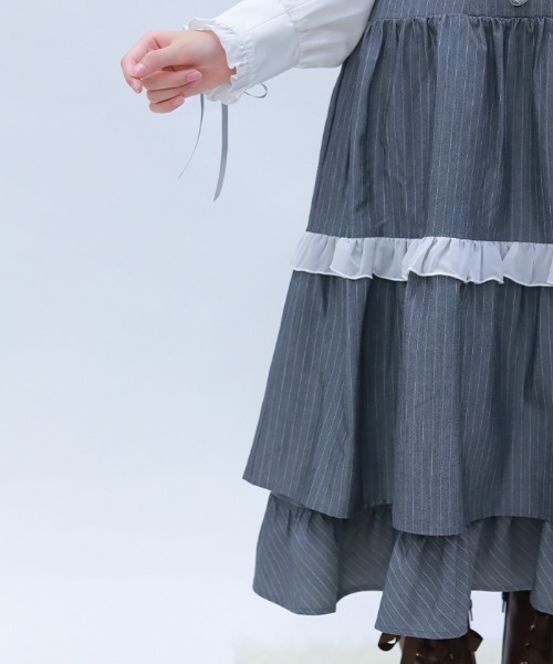 axes femme POETIQUE(アクシーズファムポエティック)の「ストライプジャンスカ(ワンピース・レディース・ネイビー/ブラック/グレー・MEDIUM)」の18枚目の写真