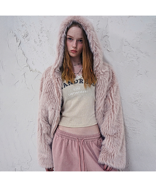 AVANDRESS(アバンドレス )の「Champagne Fur Jacket PINK(ムートンコート・レディース・PINK・FREE)」の1枚目の写真