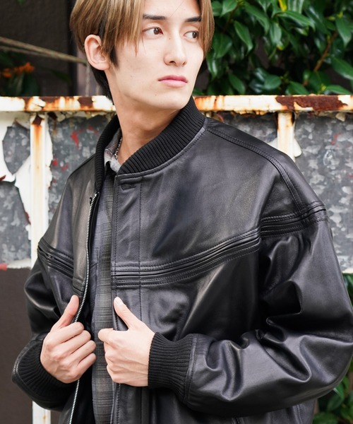 TOWNCRAFT（タウンクラフト）の「TOWNCRAFT / タウンクラフト LEATHER DERBY JACKET レザー ダービージャケット シープレザー（ブルゾン・メンズ・ブラック・MEDIUM/LARGE）」の3枚目の写真