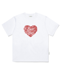 ヴィンテージハートレタリングプリントオーバーサイズ半袖Tシャツホワイト