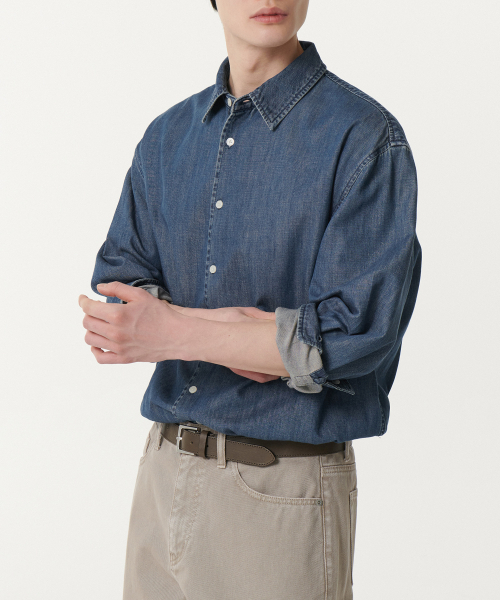 MUSINSA STANDARD（ムシンサスタンダード）の「リラックスデニムシャツ [ミディアムインディゴ]（シャツ/ブラウス・メンズ・その他・X-LARGE/XX-LARGE/LARGE/MEDIUM/SMALL）」の2枚目の写真