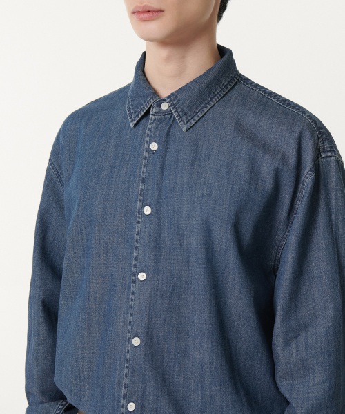 MUSINSA STANDARD（ムシンサスタンダード）の「リラックスデニムシャツ [ミディアムインディゴ]（シャツ/ブラウス・メンズ・その他・X-LARGE/XX-LARGE/LARGE/MEDIUM/SMALL）」の4枚目の写真