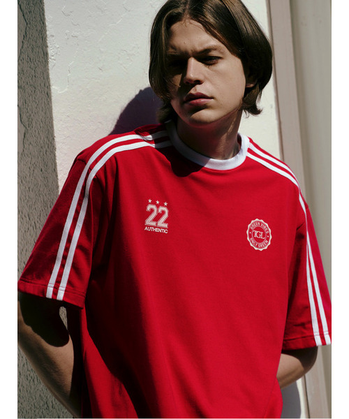 THE GREEN LAB（ザグリーンラボ）の「サッカーフットボール配色半袖Tシャツ[レッド]（Tシャツ/カットソー・レディース・その他・SMALL/LARGE/MEDIUM）」の4枚目の写真