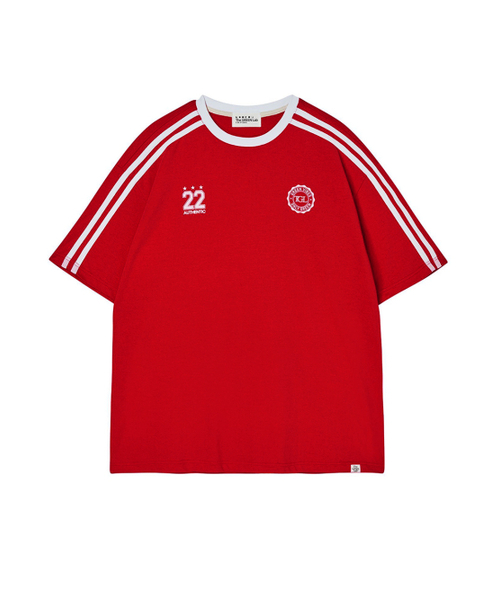 THE GREEN LAB（ザグリーンラボ）の「サッカーフットボール配色半袖Tシャツ[レッド]（Tシャツ/カットソー・レディース・その他・SMALL/LARGE/MEDIUM）」の5枚目の写真