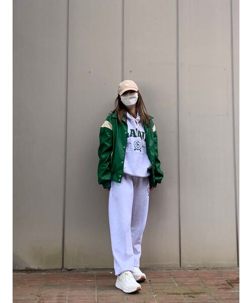 セール】ユニセックスステッチオーバーバーシティジャケット_グリーン