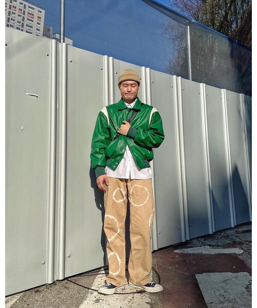 セール】ユニセックスステッチオーバーバーシティジャケット_グリーン