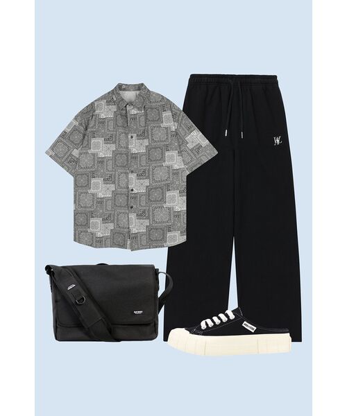 WOOALONG（ウアロン）の「Signature relax wide pants - BLACK（スウェットパンツ・レディース・ブラック・LARGE/MEDIUM/SMALL）」の22枚目の写真