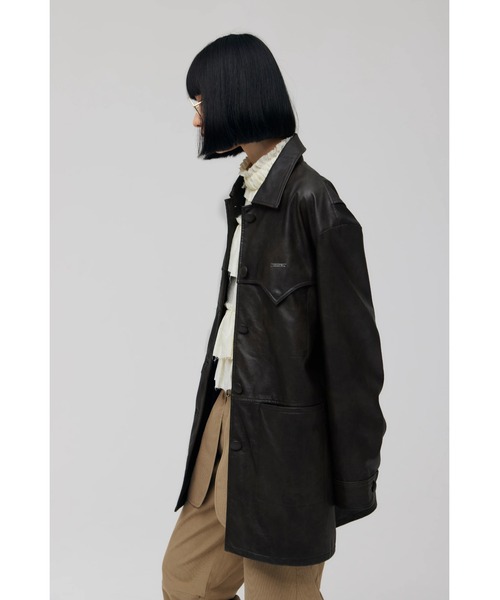 FELICITY(フェリシティ)の「Faux Leather Jacket(その他アウター・レディース・ダークブラウン・2)」の4枚目の写真
