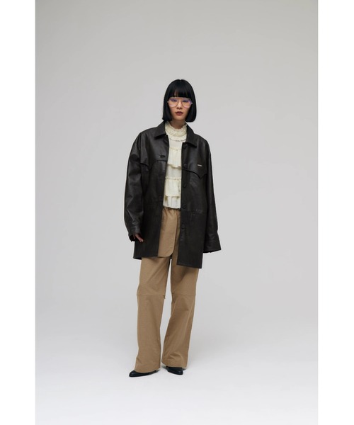 FELICITY(フェリシティ)の「Faux Leather Jacket(その他アウター・レディース・ダークブラウン・2)」の8枚目の写真